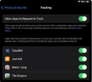 允許 App 要求追蹤