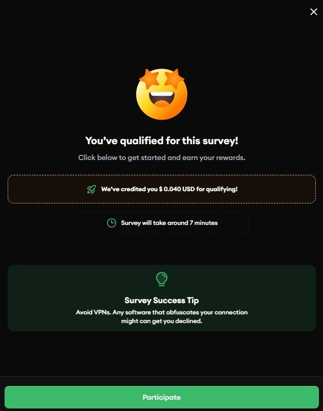 Surveys 問卷調查獎勵0.004